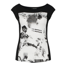 Load image into Gallery viewer, Black Print Detail Cap Sleeve Top