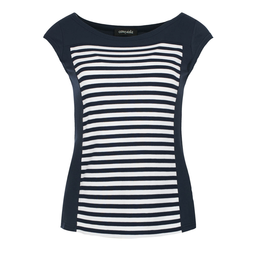 Nautical Striped Fitted Cap Sleeve Top