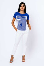 Load image into Gallery viewer, Women&#39;s Geometric Print Short Sleeve Top in Viscose-Elastane Jersey