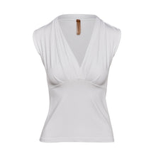 Load image into Gallery viewer, White Sleeveless V-Neck Jersey Top – Stretch Fabric
