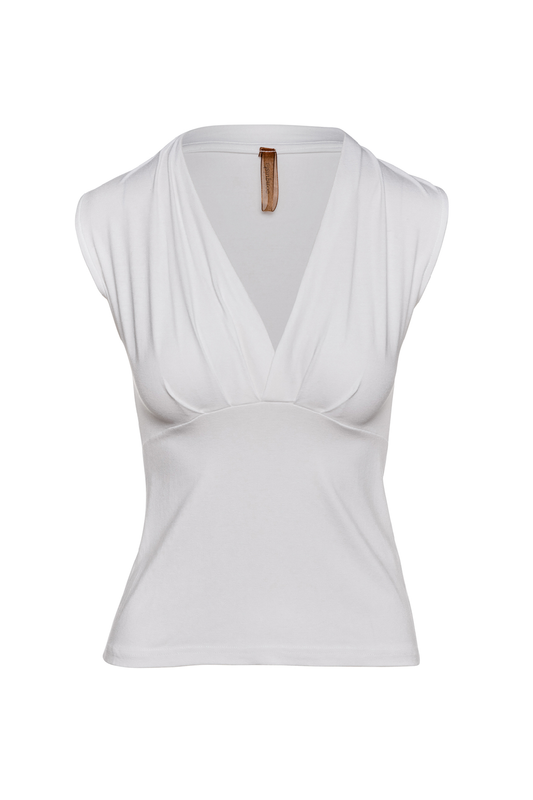 White Faux Wrap Sleeveless Top