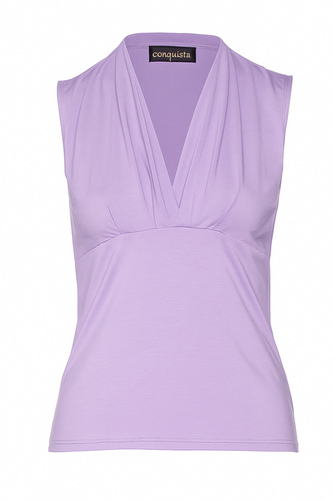 Lavender Draped V-Neck Sleeveless Top