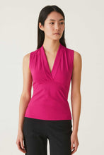 Load image into Gallery viewer, Sleeveless Draped V-Neck Top in Fuchsia