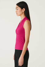 Load image into Gallery viewer, Sleeveless Draped V-Neck Top in Fuchsia