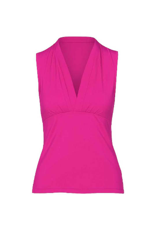 Sleeveless Draped V-Neck Top in Fuchsia