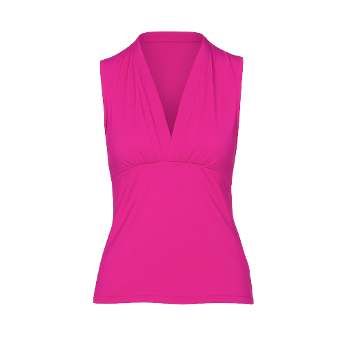 Sleeveless Draped V-Neck Top in Fuchsia