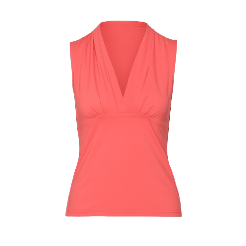 V-Neck Sleeveless Jersey Top in Soft Viscose-Elastane Blend, Fitted Silhouette