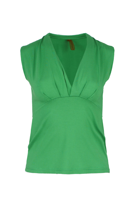 Green Faux Wrap Sleeveless Top