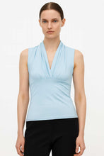 Load image into Gallery viewer, Light Blue Sleeveless Jersey Top in Viscose &amp; Elastane