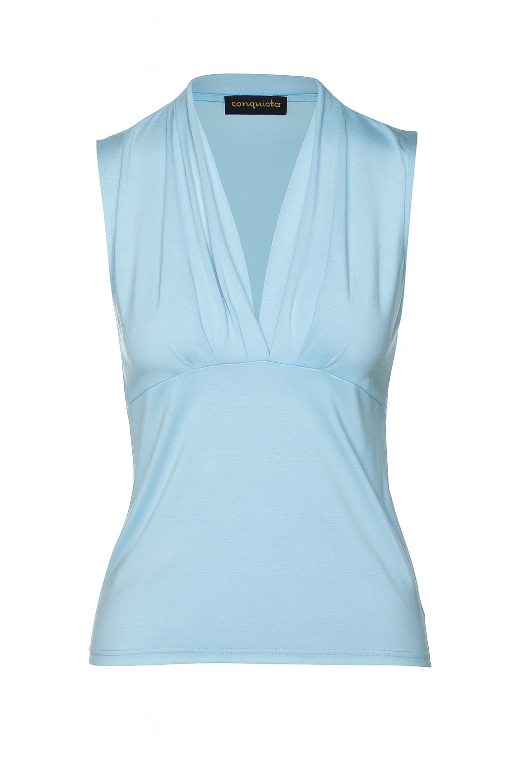 Light Blue Sleeveless Jersey Top in Viscose & Elastane