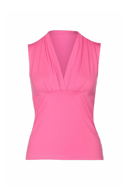 Sleeveless Draped V-Neck Top in Pink