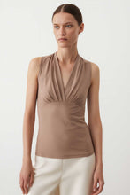Load image into Gallery viewer, Draped Taupe Jersey Top in Viscose Blend