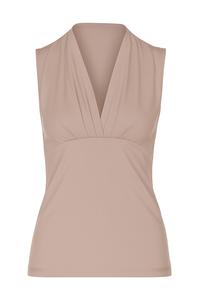 Draped Taupe Jersey Top in Viscose Blend