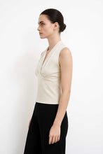 Load image into Gallery viewer, Sand Viscose-Blend Jersey Top with Draped V-Neck