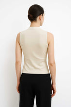 Load image into Gallery viewer, Sand Viscose-Blend Jersey Top with Draped V-Neck