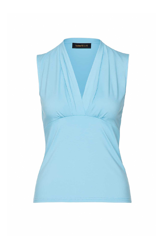 Sky Blue Viscose-Blend Jersey Top