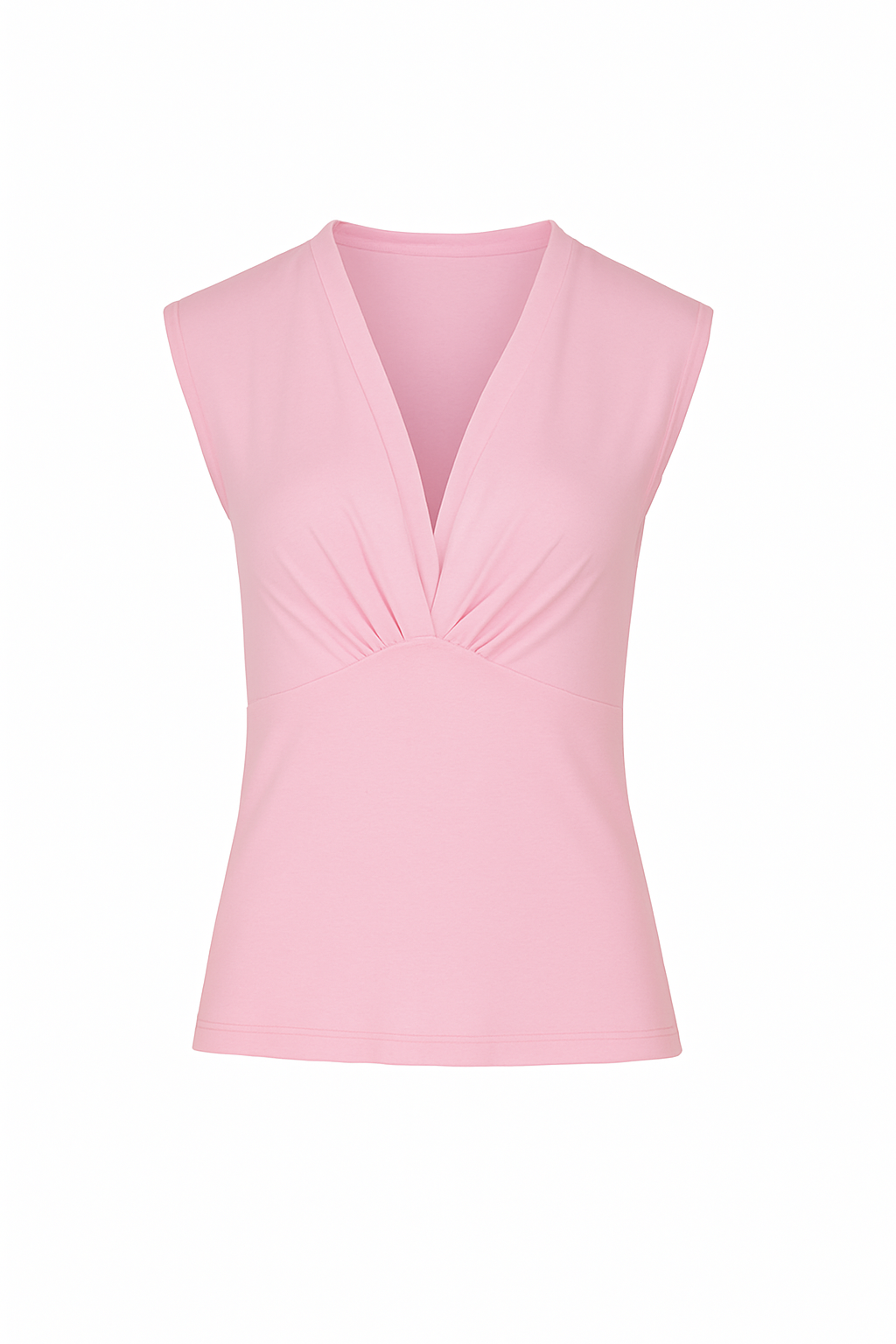 Rose Sleeveless V-Neck Fitted Top – Soft Viscose-Blend Fabric