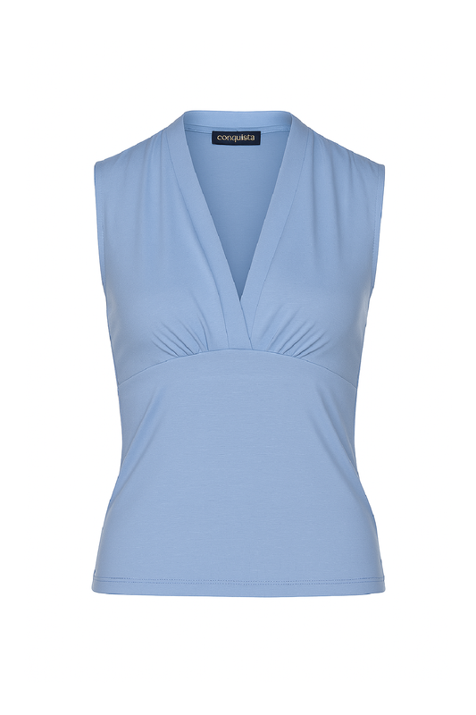 Blue Bell Sleeveless V-Neck Fitted Top – Soft Viscose-Blend Fabric