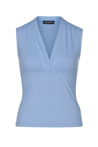 Blue Bell Sleeveless V-Neck Fitted Top – Soft Viscose-Blend Fabric