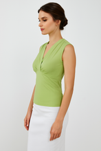 Load image into Gallery viewer, Light Green Sleeveless V-Neck Fitted Top – Soft Viscose-Blend Fabric