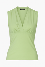 Load image into Gallery viewer, Light Green Sleeveless V-Neck Fitted Top – Soft Viscose-Blend Fabric