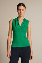 Load image into Gallery viewer, Emerald Green Sleeveless V-Neck Top in Viscose-Blend Jersey