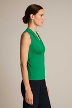 Load image into Gallery viewer, Emerald Green Sleeveless V-Neck Top in Viscose-Blend Jersey