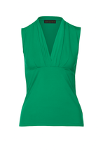 Load image into Gallery viewer, Emerald Green Sleeveless V-Neck Top in Viscose-Blend Jersey