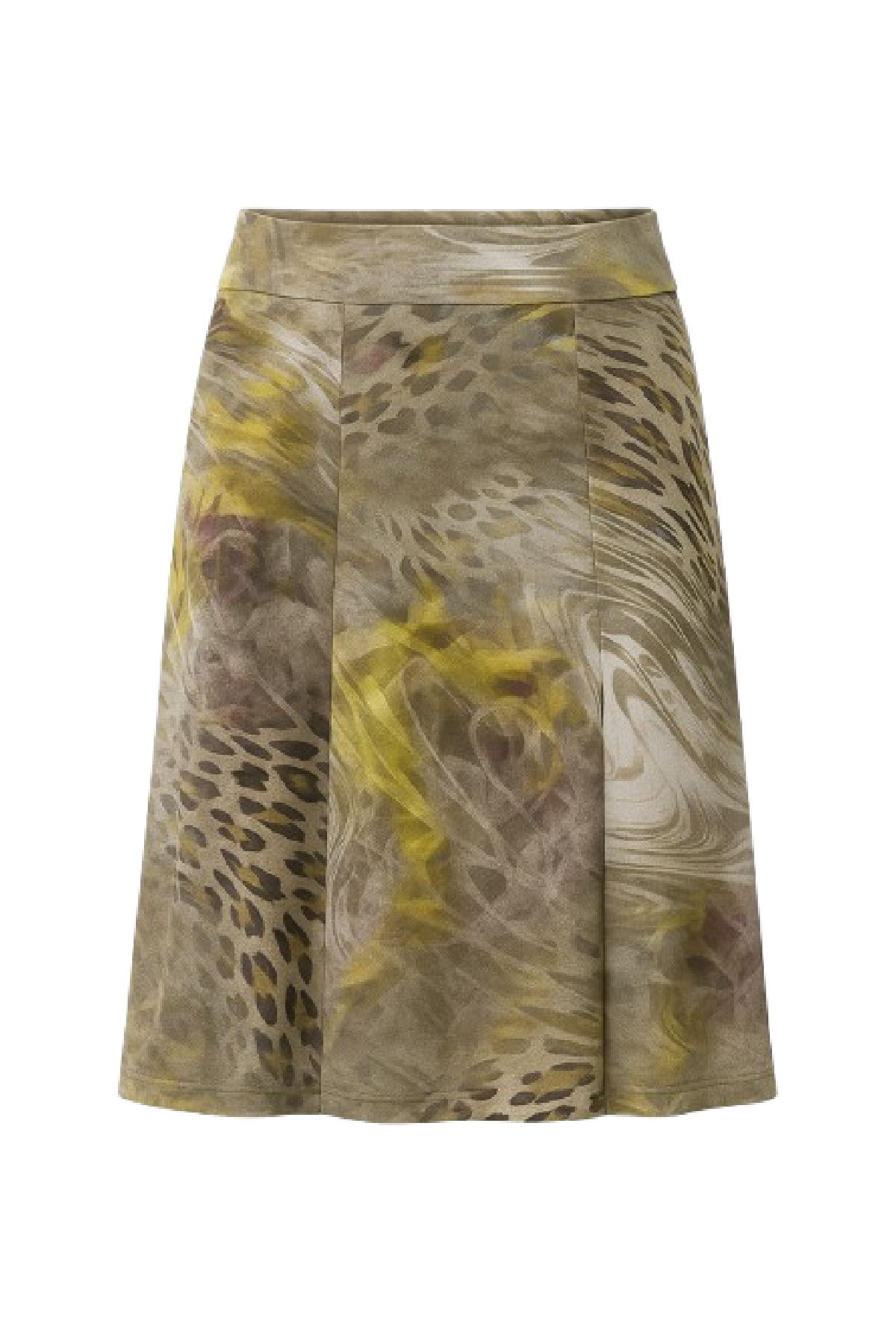 Women's A-Line Skirt in Elastic Printed Jersey – Abstract Animal Pattern
