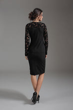 Load image into Gallery viewer, Long Sleeve Straight Dress with Lace Detail