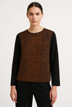 Load image into Gallery viewer, Women’s Long Sleeve Blouse with Printed Front Panel and Sheer Net Sleeves – Polyester