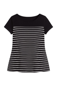 A Line Short Sleeve Striped Top