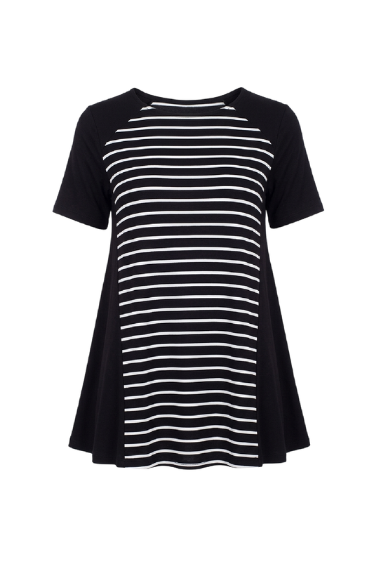 A Line Short Sleeve Striped Top