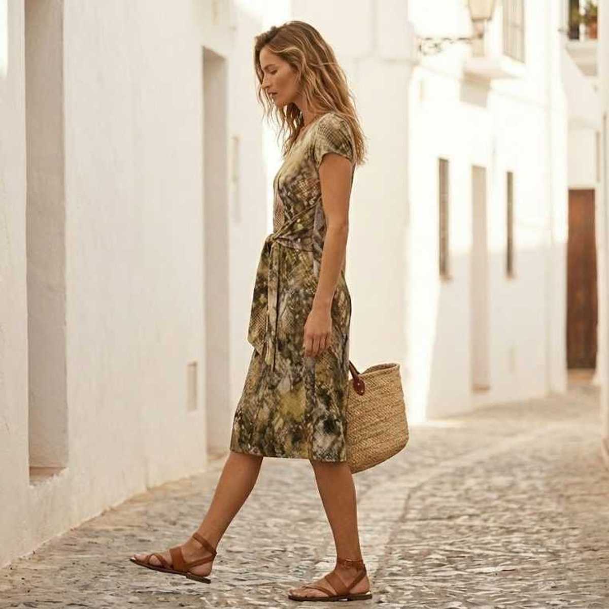 Conquista Φόρεμα Midi Γραμμή Α Animal Print με Ζώνη Καλοκαιρινό Πολύχρωμο C151-010-99