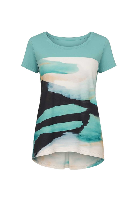 Women’s Viscose-Elastane Jersey Top with Abstract Print