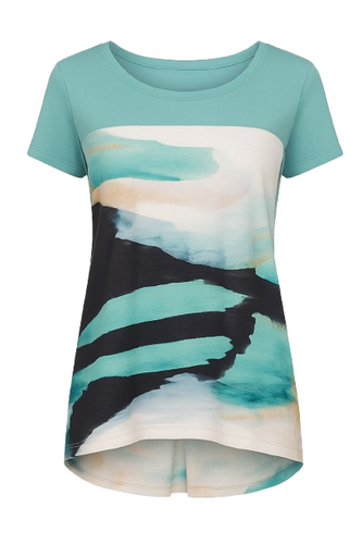 Women’s Viscose-Elastane Jersey Top with Abstract Print