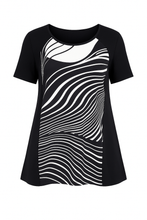 Load image into Gallery viewer, Abstract Wave Print Overlay Tunic Top