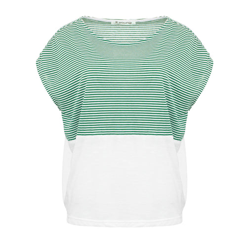 Fresh Green Stripe and Flama Sleeveless Top