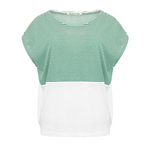 Fresh Green Stripe and Flama Sleeveless Top