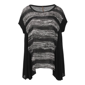 Contemporary Abstract Crepe and Jersey Oversized Top