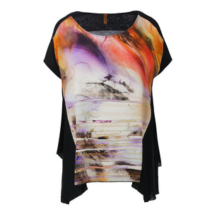 Abstract Sunset Oversized Jersey Top