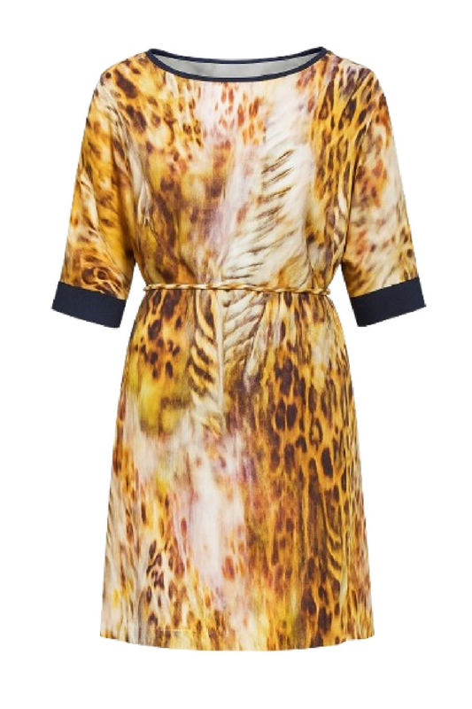 Conquista Φόρεμα Άνετη Γραμμή Animal Print Καλοκαιρινό Βισκόζη Εμπριμέ C151-522-99