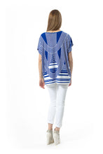 Load image into Gallery viewer, Women&#39;s Blue and White Striped Jersey Top