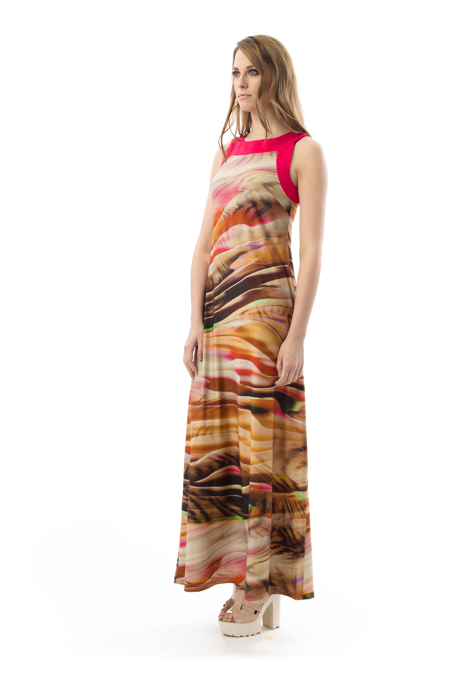 Conquista Floral Φόρεμα Maxi Γραμμή Α Καλοκαιρινό Πολύχρωμο C151-684-44