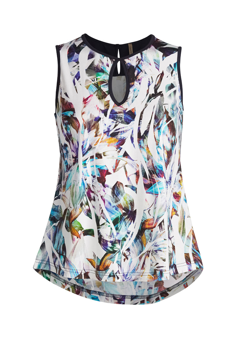 Women's Abstract Feather Print Viscose-Elastane Jersey Top