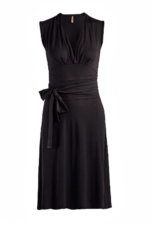 Sleeveless Empire Line Dress in Black Jersey