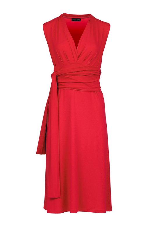 Red Jersey Empire Line Dress