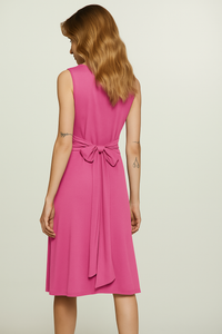 Orchid Sleeveless Jersey Dress with Waist Tie in Viscose and Elastane
