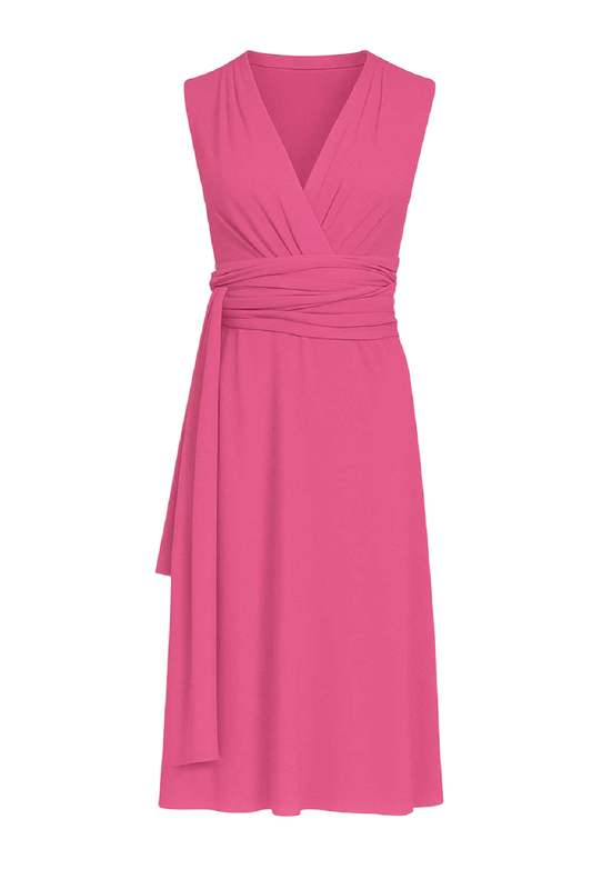 Orchid Sleeveless Jersey Dress With Waist Tie In Viscose & Elastane