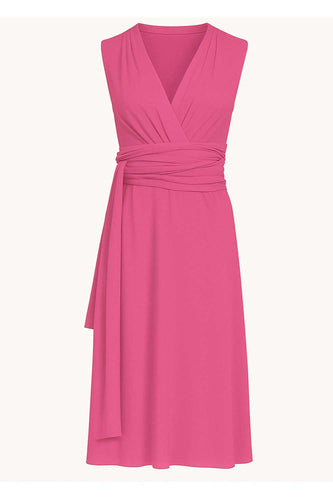 Orchid Sleeveless Jersey Dress with Waist Tie in Viscose and Elastane